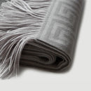 Jacquard wool throw with meander pattern, warm Chinese style
