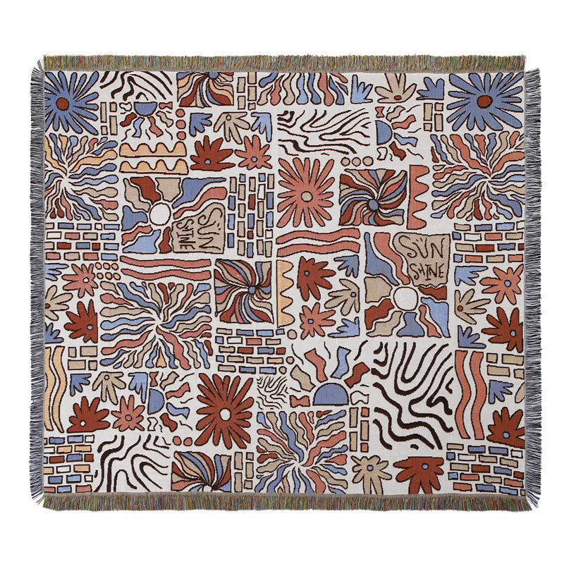 Bohemian landscape throw for sofa, living room and picnic