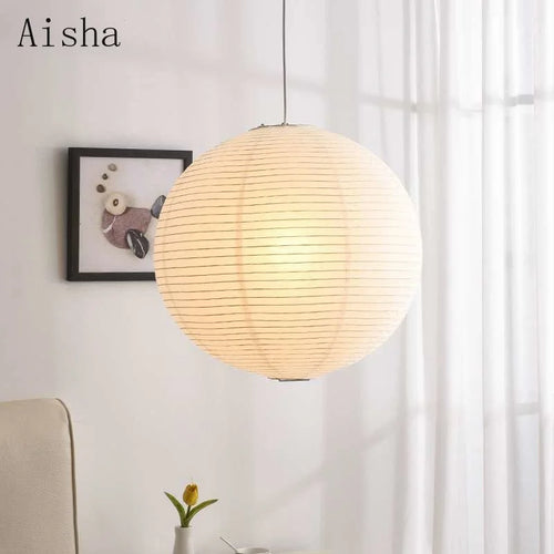 Japanese style rice paper pendant light for interior decoration - vue 3 sur 7