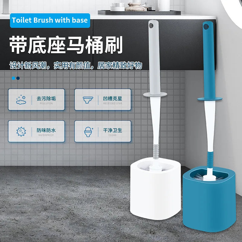 Toilet cleaning brush with flexible holder