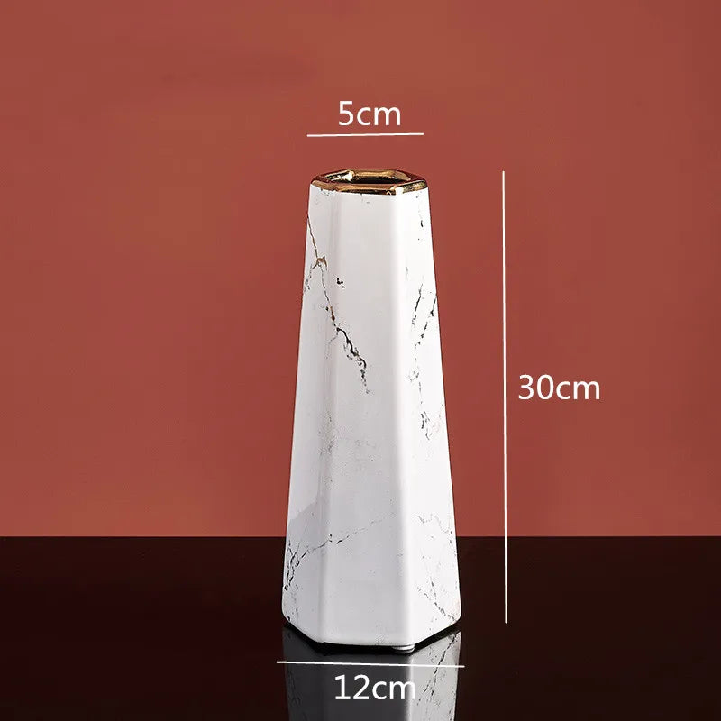 hexagonal ceramic vase for decorative floral arrangements - vue 10 sur 14