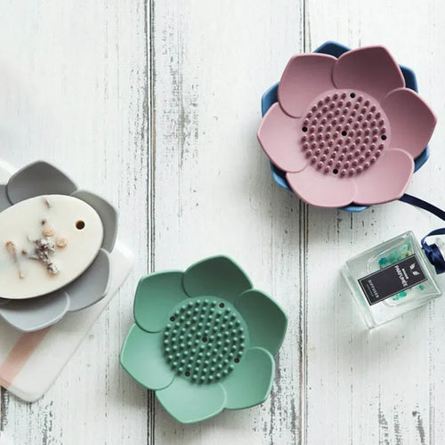 portable silicone non-slip lotus soap box - vue 5 sur 9