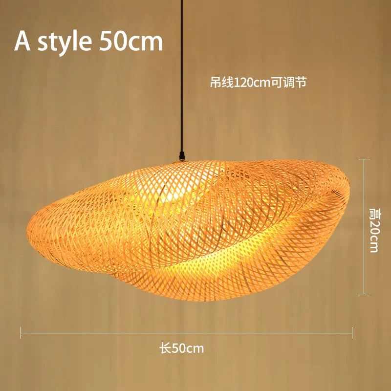 Handmade Chinese style bamboo chandelier with vintage pastoral weaving - vue 15 sur 30