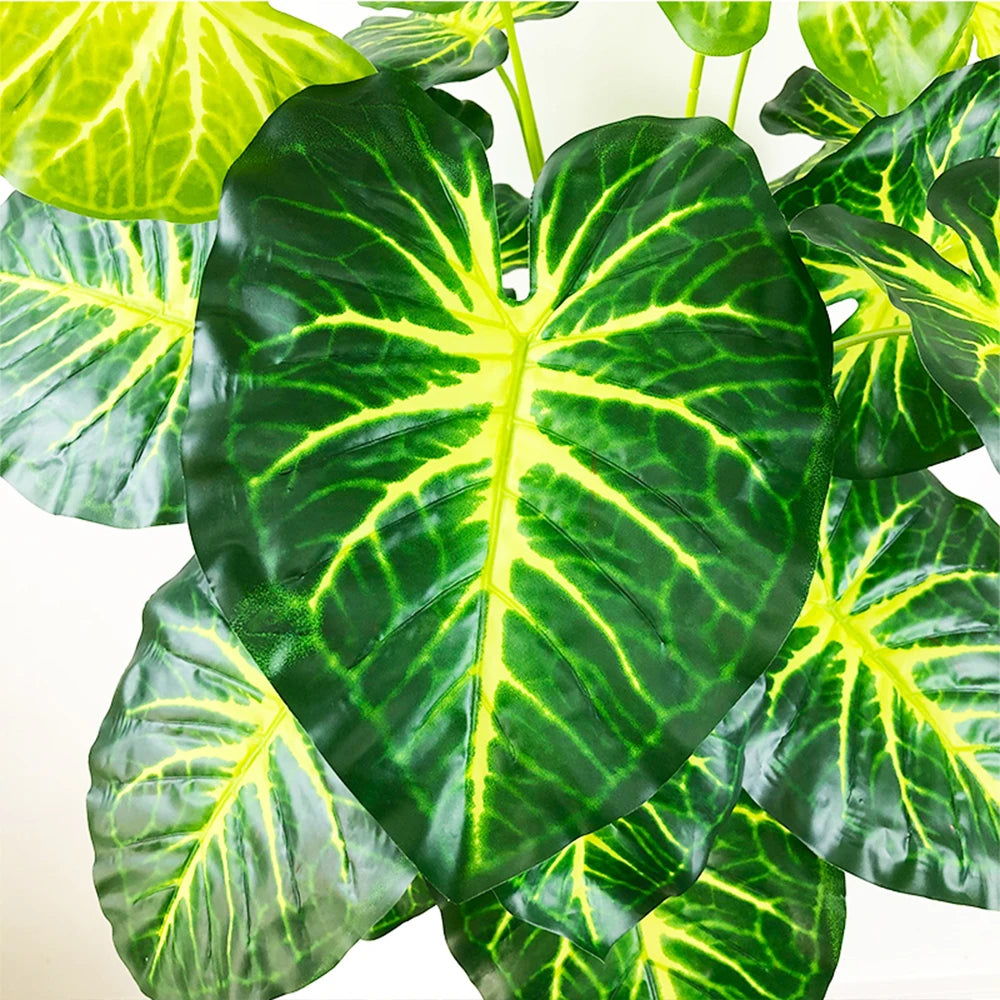 Artificial tropical turtle with decorative branches and leaves - vue 5 sur 9