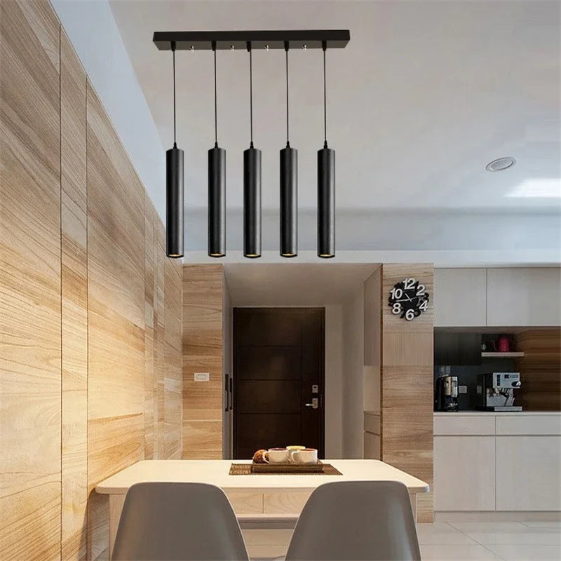 Modern cylindrical pendant light for Nordic interior decor - vue 5 sur 12