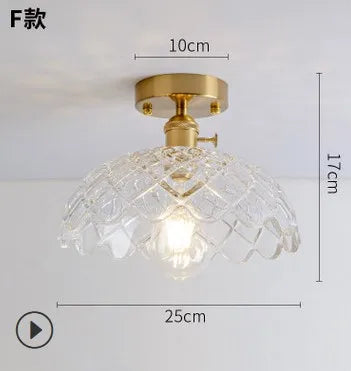 Modern Japanese retro carved glass ceiling light - vue 15 sur 18