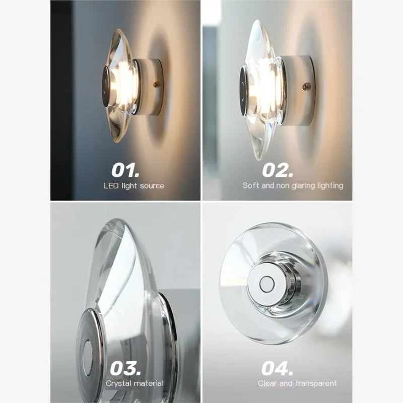 Italian crystal bedside lamp for elegant interior decoration - vue 6 sur 8
