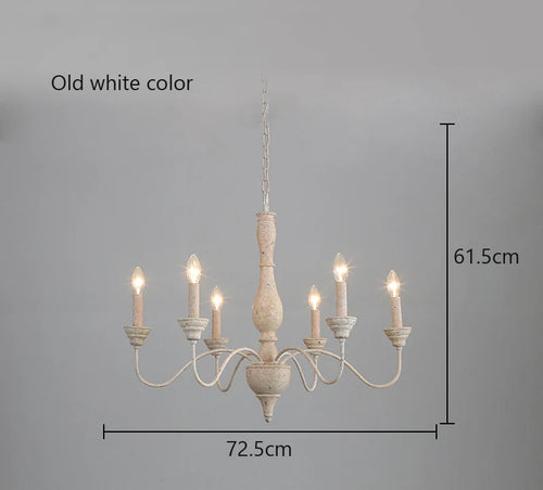 American rural vintage wooden chandelier for living room, dining room, bedroom, café or shop - vue 8 sur 8