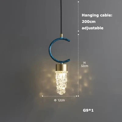 Art deco crystal glass pendant light with LED lighting - vue 14 sur 25