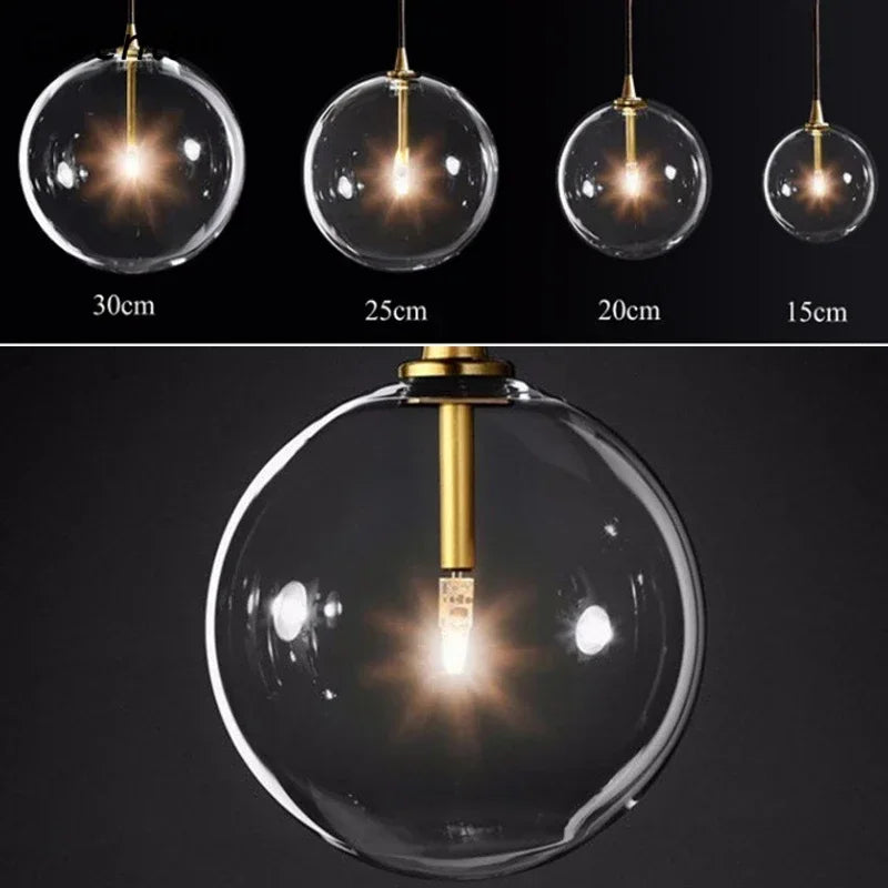 Clear glass pendant light for modern decorative lighting