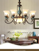 European retro ceramic chandelier with glass shade