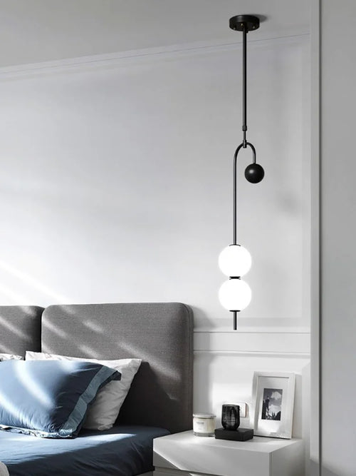 Iron and glass LED chandelier for interior decoration - vue 4 sur 8