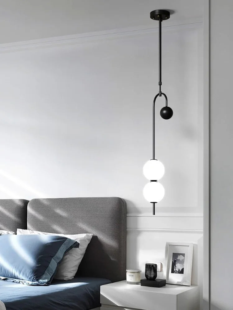 Iron and glass LED chandelier for interior decoration - vue 3 sur 8