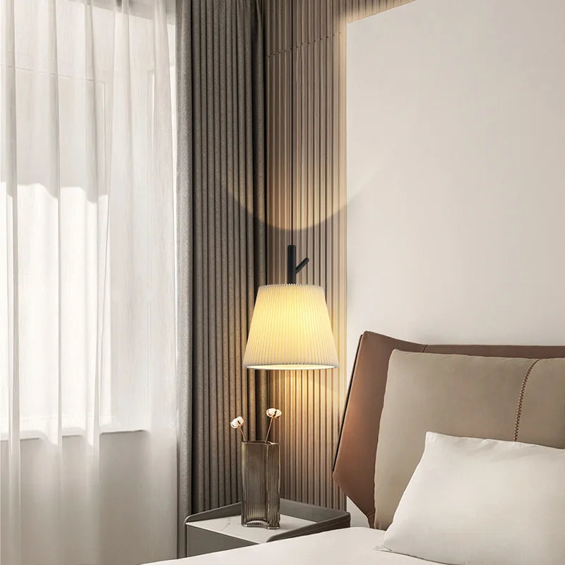 Pleated fabric chandelier for modern interior decor - vue 3 sur 8
