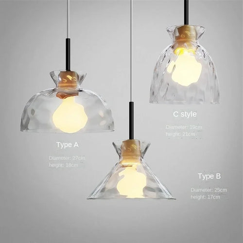 Modern wood and glass chandelier for Nordic decor - vue 3 sur 9