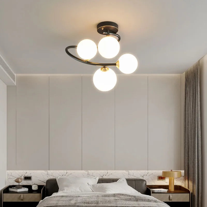 Modern irregular copper ceiling light with customisable LED lighting
