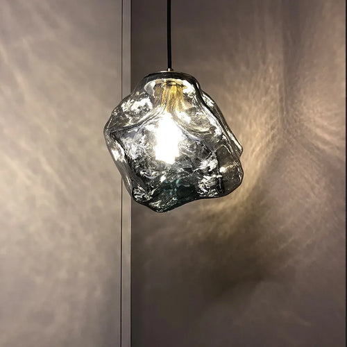 Nordic glass pendant light with creative retro ice lava design - vue 6 sur 9