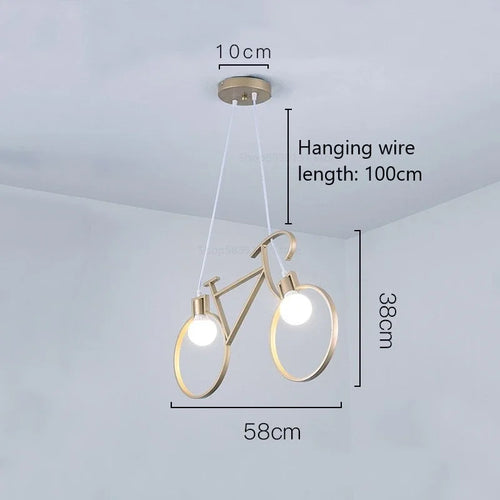 Modern iron bicycle pendant light for home decor - vue 13 sur 12