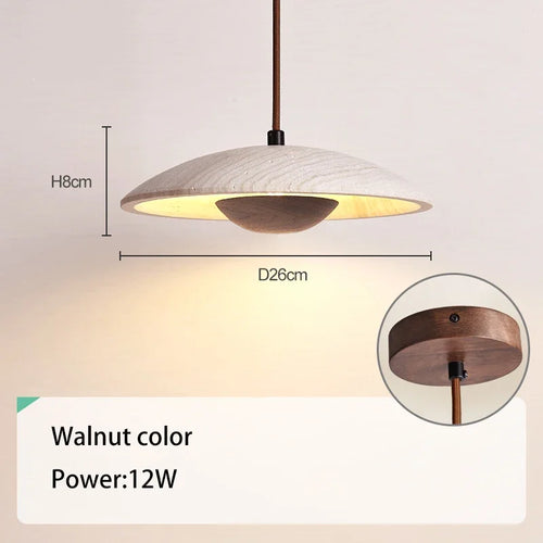 Nordic retro travertine wabi-sabi style LED pendant light - vue 8 sur 7