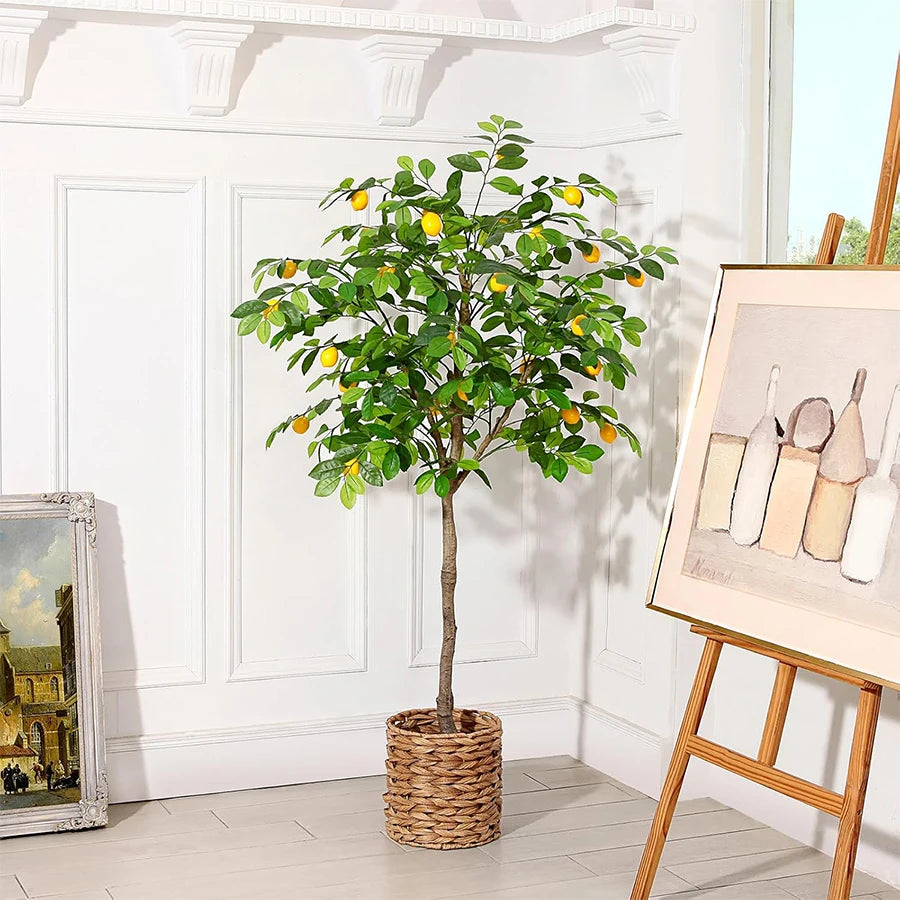 Artificial lemon tree with fruit for indoor and garden decoration