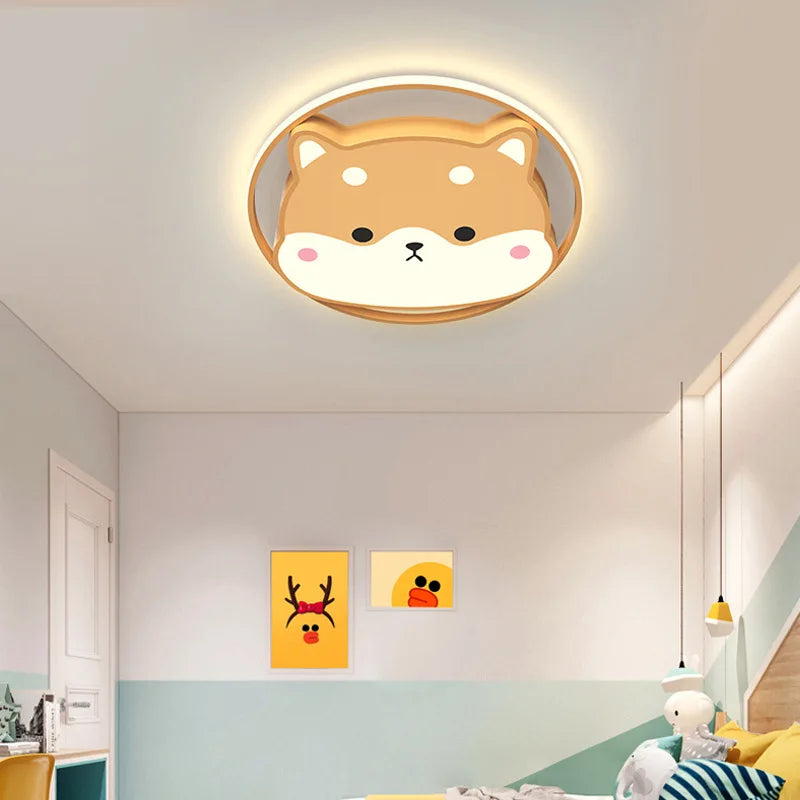 Cute shiba inu, husky and duck children's ceiling light