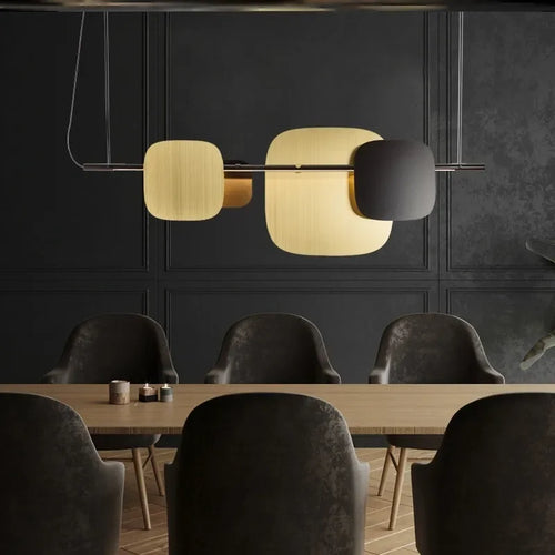 Nordic wood grain pendant light decorative indoor - vue 4 sur 7