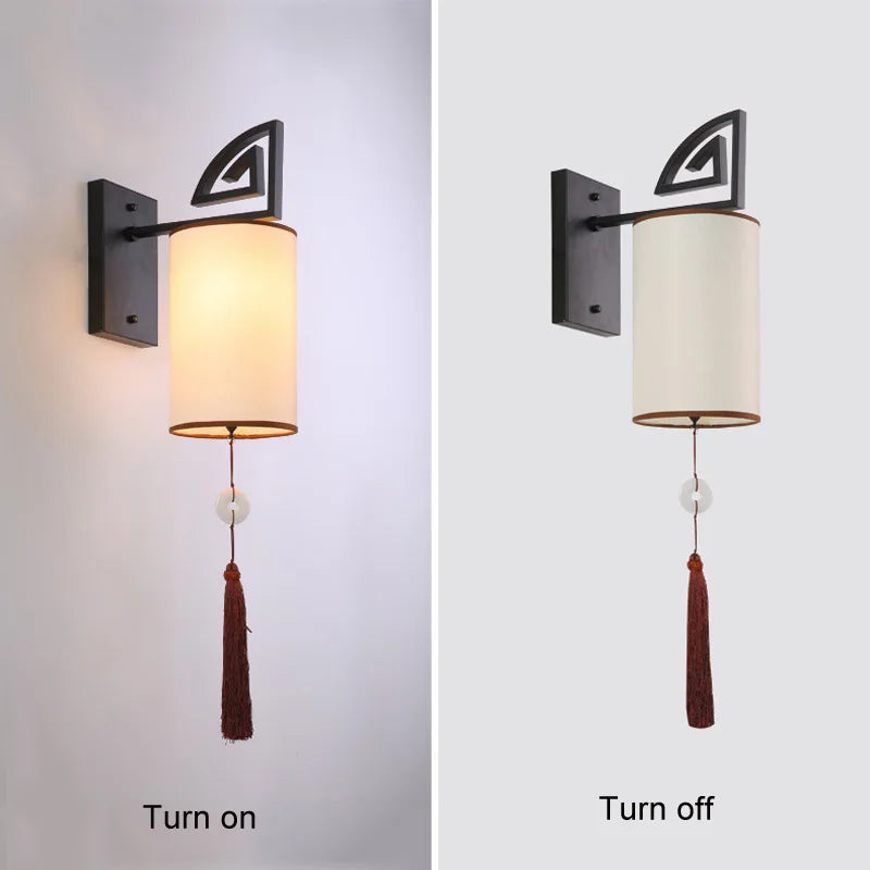 Chinese style fabric wall light for hotel decoration - vue 7 sur 7