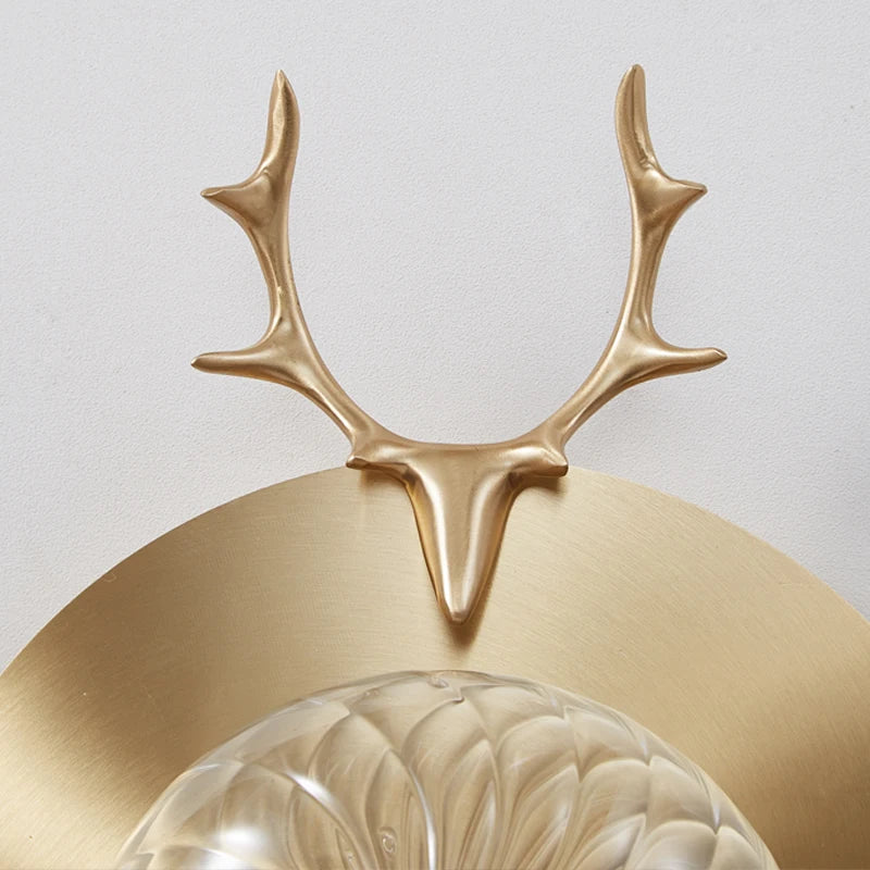 Creative personalised copper deer head wall light - vue 5 sur 7