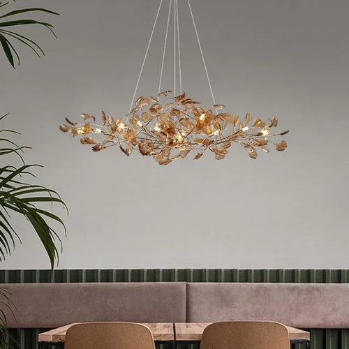 Artpad Nordic romantic chandelier with acrylic leaves for the home - vue 6 sur 21