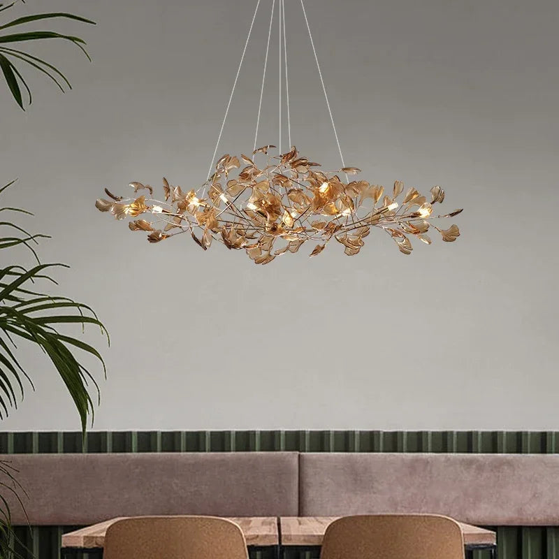 Artpad Nordic romantic chandelier with acrylic leaves for the home - vue 5 sur 21