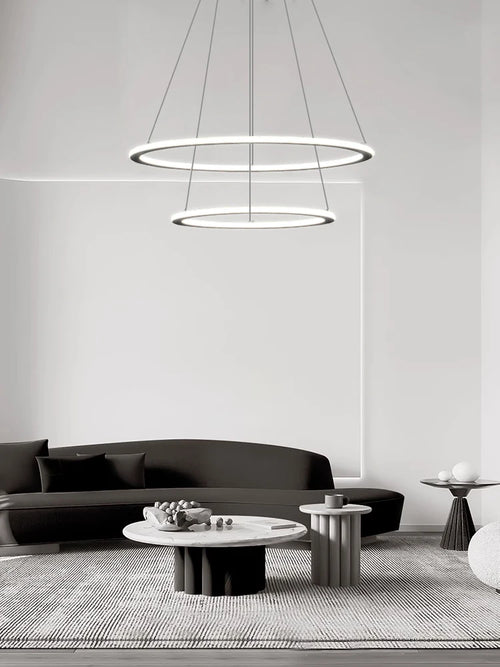 Minimalist dimmable circular ring chandelier - vue 3 sur 10