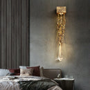 Postmodern creative copper and crystal LED wall lamp for hallway, stairwell, bedroom and living room