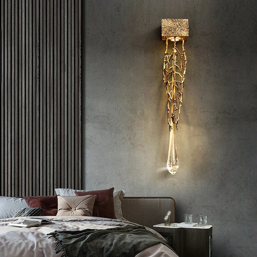Postmodern creative copper and crystal LED wall lamp for hallway, stairwell, bedroom and living room - vue 6 sur 8