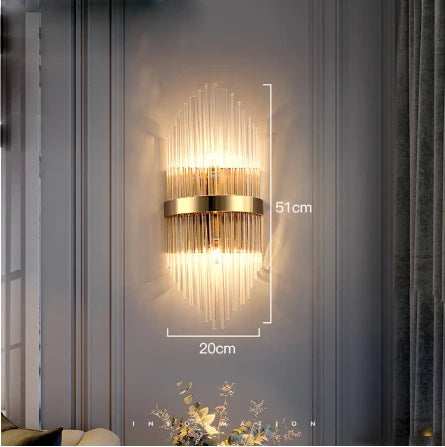 Designer crystal and gold stainless steel wall light