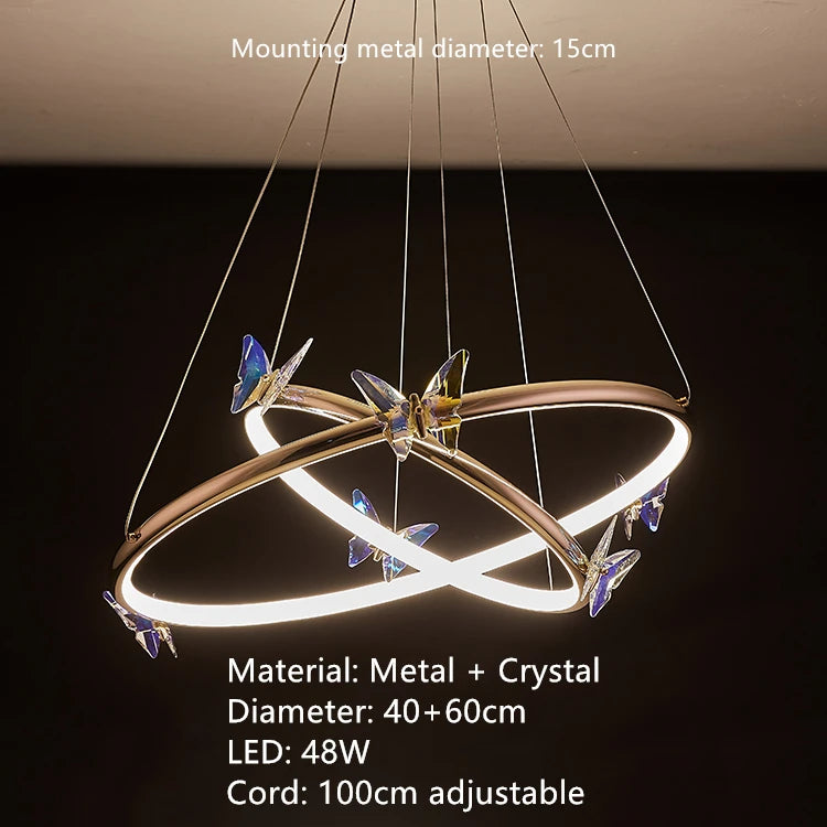 Gold ring LED butterfly light for hotel, boutique, office, restaurant - vue 11 sur 20