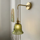 Vintage glass wall light with brass socket
