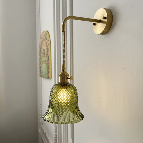 Vintage glass wall light with brass socket - vue 6 sur 21