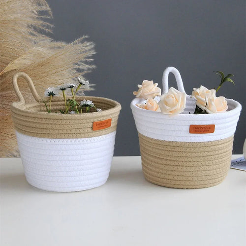 modern woven rope basket for hanging storage