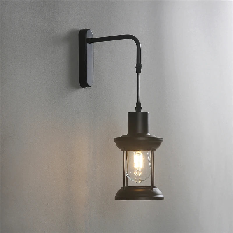 Nordic iron art LED retro wall light for bar, café and restaurant