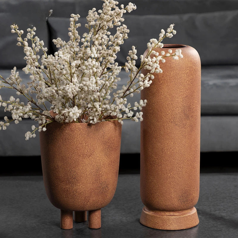 geometric ceramic vase for handmade floral decoration