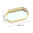 Decorative metal mirrored storage tray for cosmetics and tableware