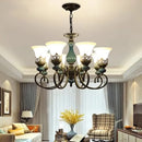 Antique classic ceramic and vintage glass chandelier