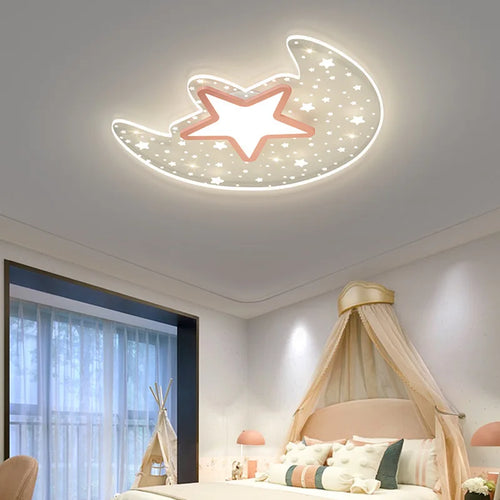 Romantic moon and starry sky ceiling light for children - vue 2 sur 9