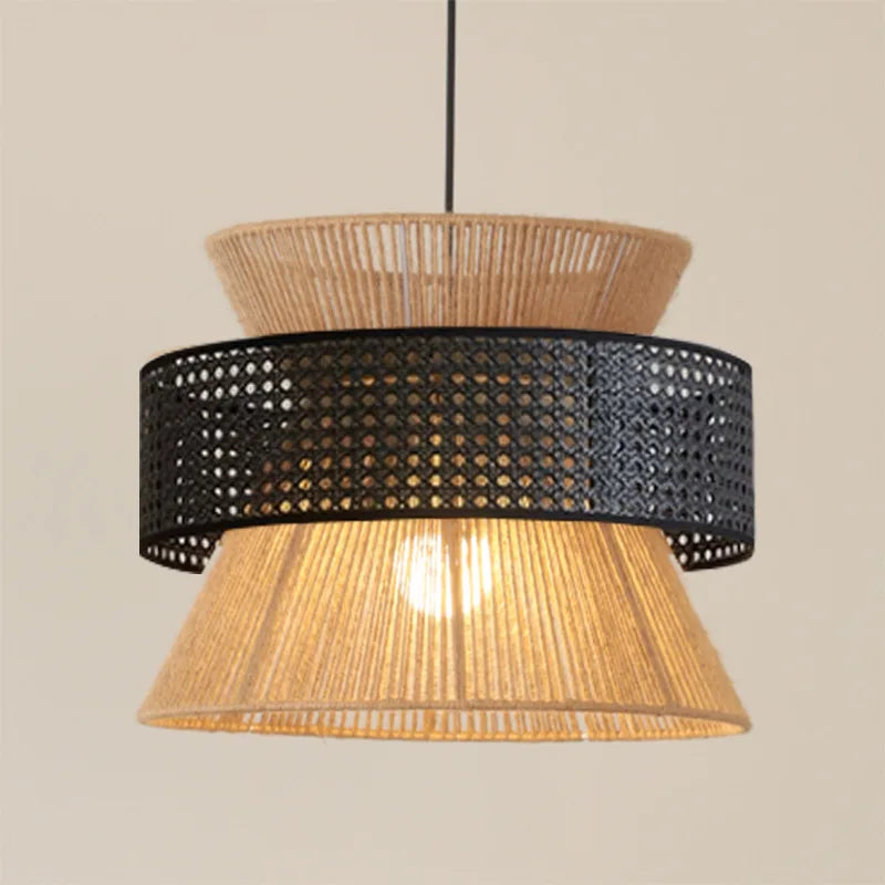Chinese sabi wabi style rattan pendant light
