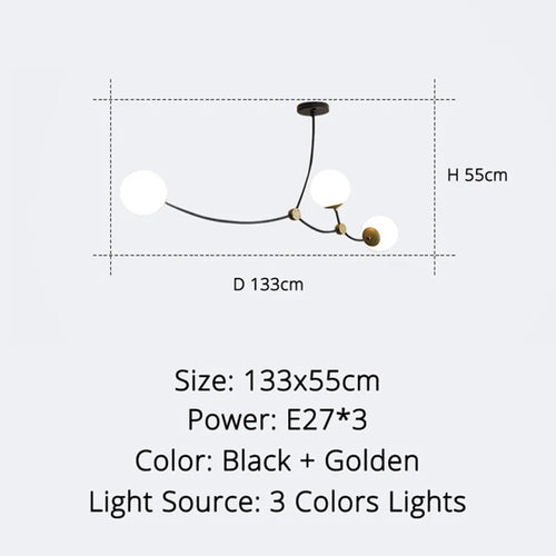 Modern minimalist nordic molecular design chandelier - vue 11 sur 12