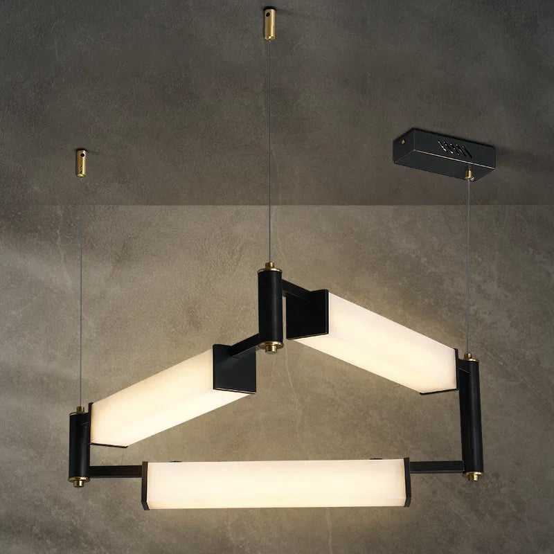 Modern white marble LED pendant ceiling light, contemporary decorative style, ideal for villas - vue 3 sur 16