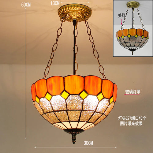 Tiffany style stained glass pendant light for interior decor - vue 9 sur 26