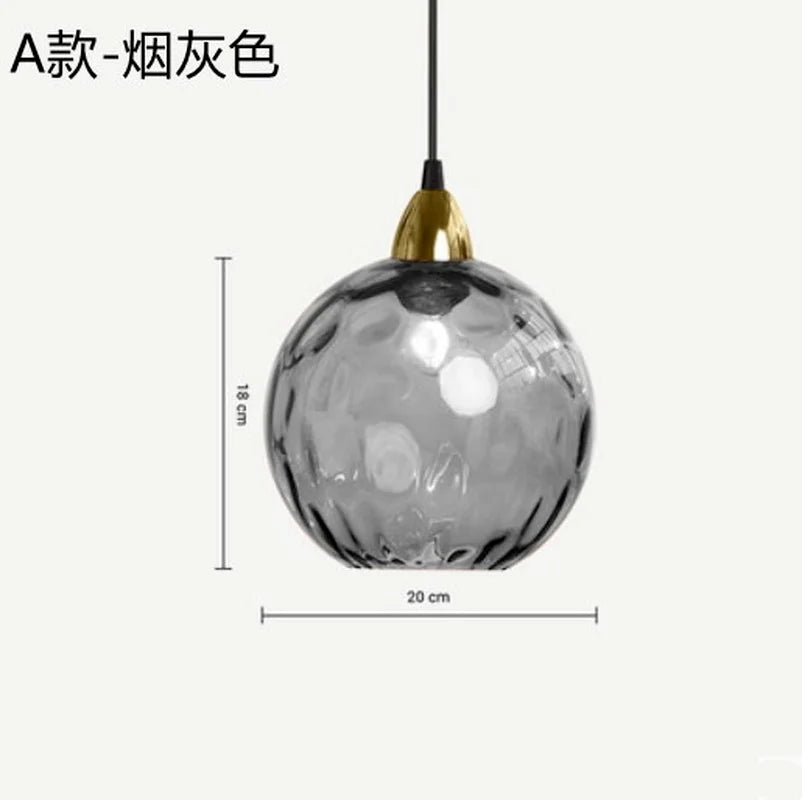 Nordic coloured glass globe pendant light water grain modern restaurant kitchen bedside lamp