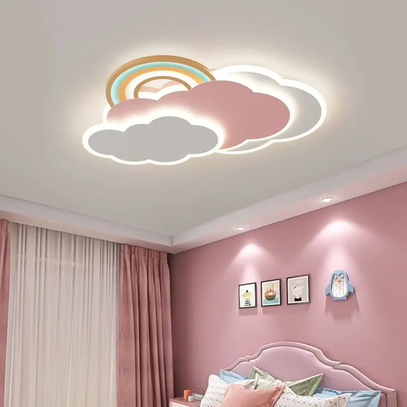 Romantic rainbow cloud ceiling lamp for princess with optional remote control - vue 3 sur 8