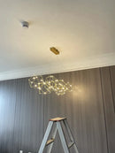 Polygonal firefly chandelier Nordic design in stainless steel